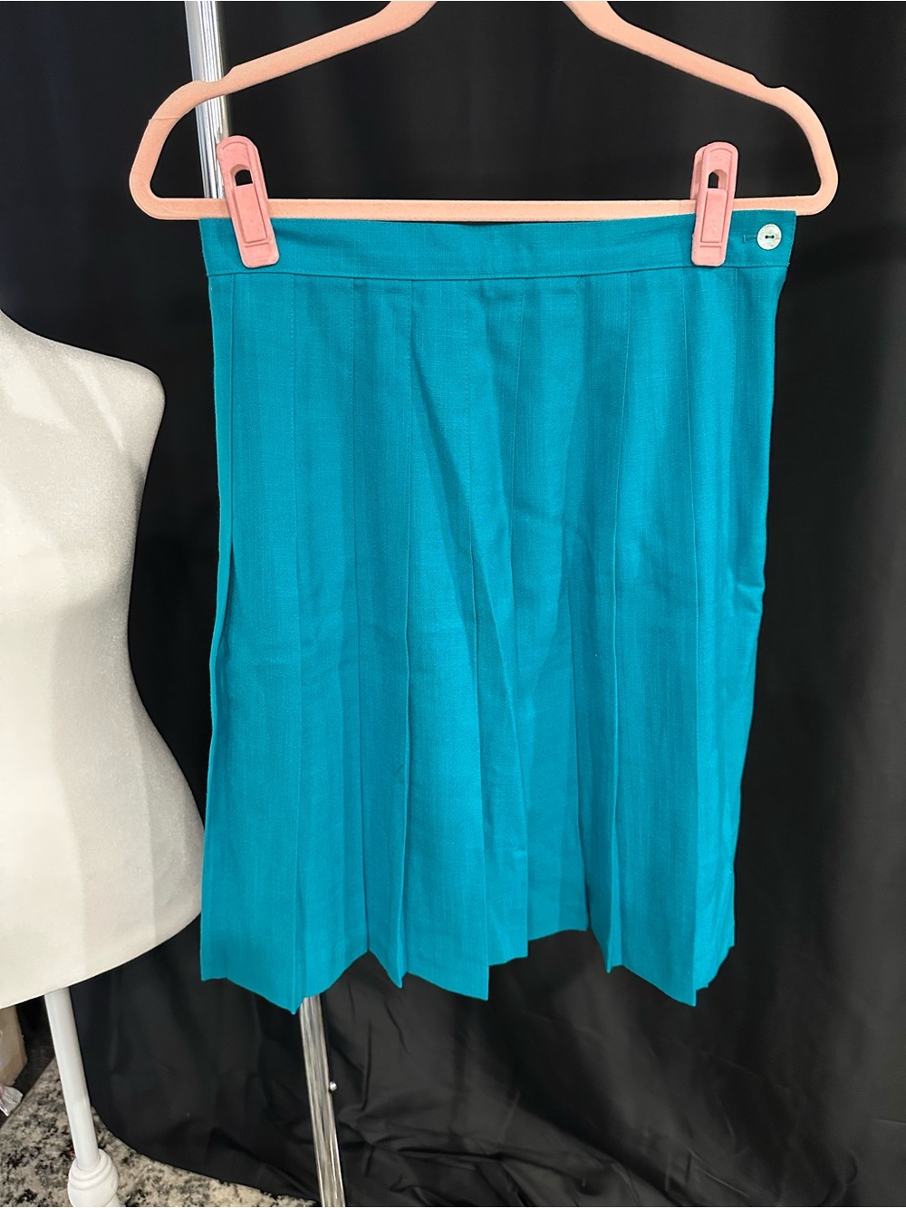Vintage A-Line Pleated Skirt in Teal